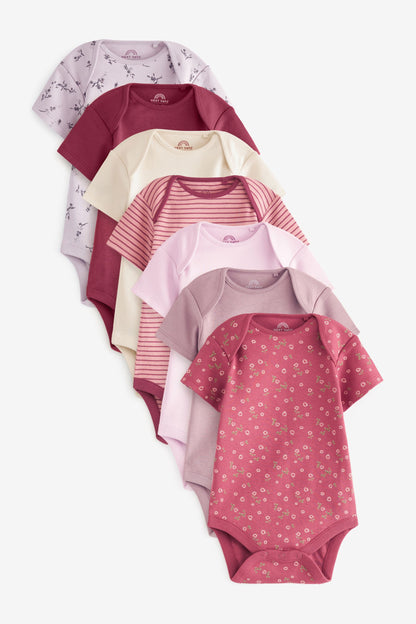 |BabyGirl| Bodysuits Rosa Floral - Kit com 7 (0meses-3anos)