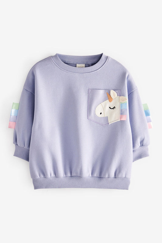 |Niña| Sudadera Unicornio - Azul (3 meses-7 años)
