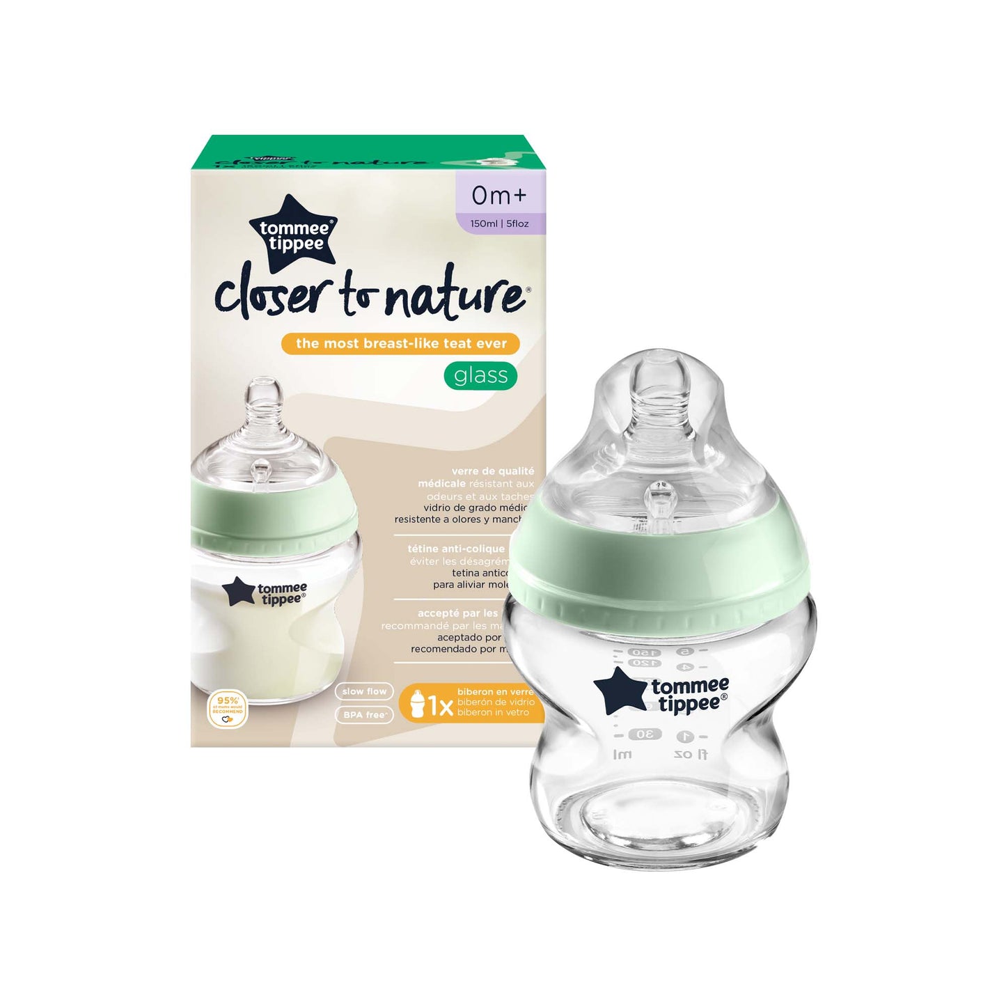 Tommee Tippee - Mamadeira de vidro 150ml