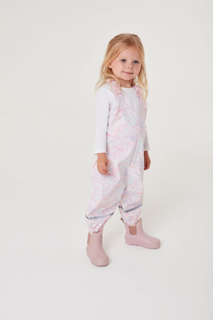 |BabyGirl| Macacão Impermeável com Estampa de Mármore - Rosa (3meses-7anos)