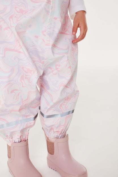 |BabyGirl| Macacão Impermeável com Estampa de Mármore - Rosa (3meses-7anos)