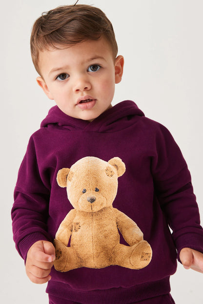 |BabyBoy| Conjunto de Moletom e Calça Urso Roxo (3meses-7anos)