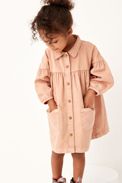 |BabyGirl| Vestido de algodão - Laranja Suave (3meses-7anos)