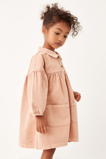 |BabyGirl| Vestido de algodão - Laranja Suave (3meses-7anos)