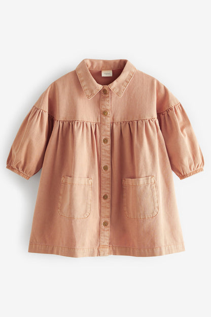 |BabyGirl| Vestido de algodão - Laranja Suave (3meses-7anos)