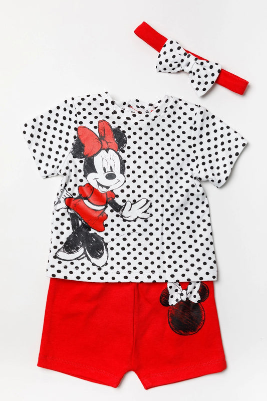Disney - Conjunto de top, shorts e faixa de cabelo Minnie Mouse