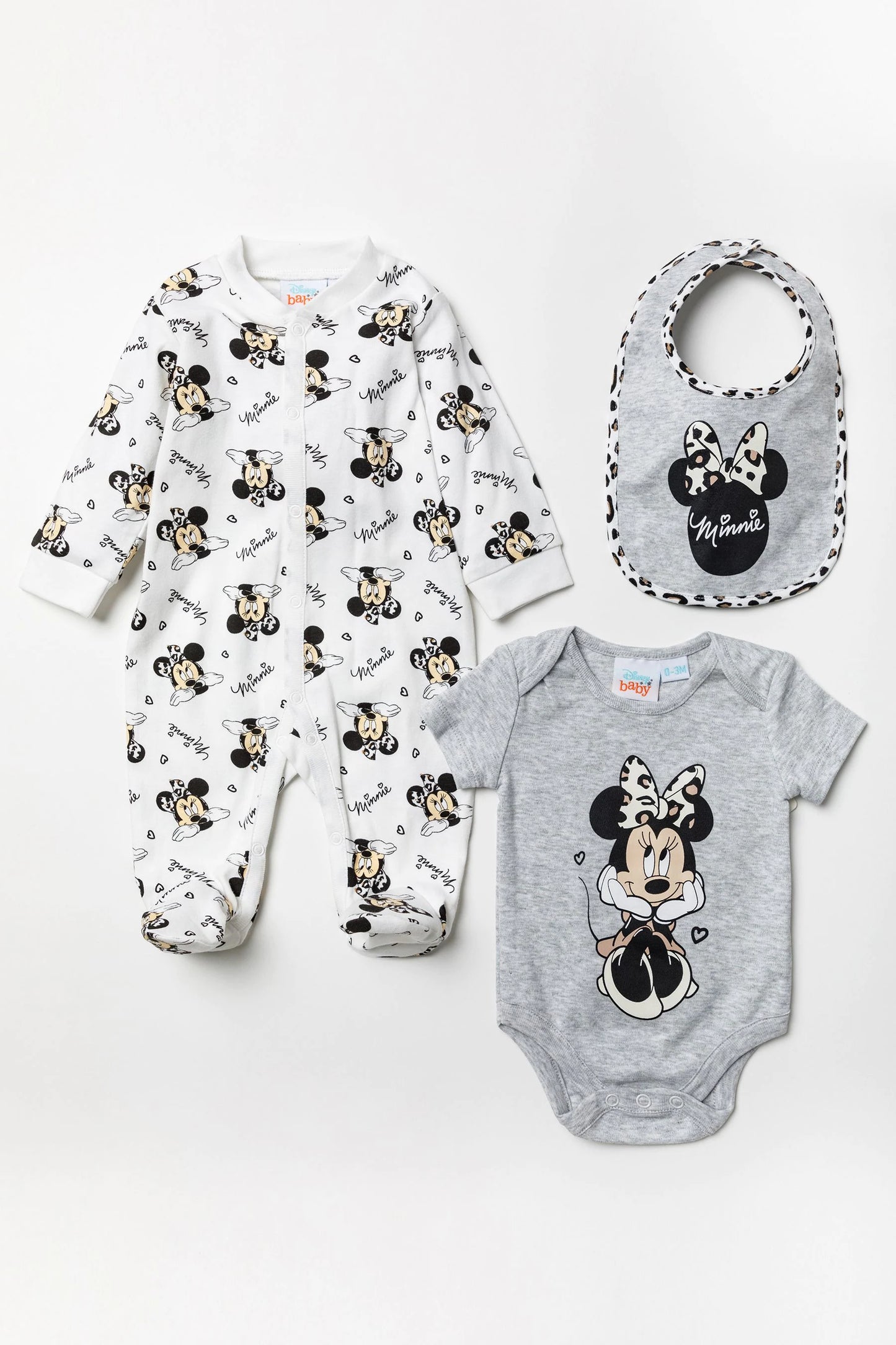Disney - Conjunto Leopardo Cinza Minnie Mouse