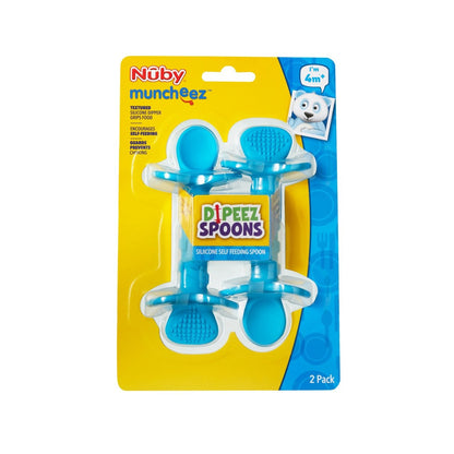 Nuby - Colheres Dippy  azul/verde - kit com 4