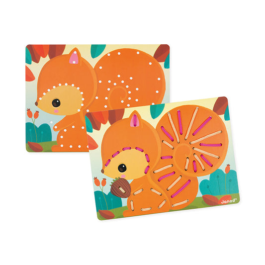 Janod Lacing Game Animals 6Pk - Brinquedo em madeira