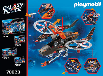 Playmobil Galaxy - Helicóptero dos Piratas do Espaço da Polícia
