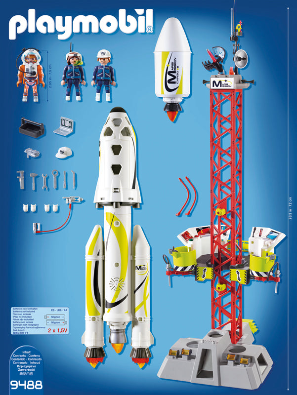 Playmobil 9488 Foguete de missão espacial com local de lançamento com luzes e som