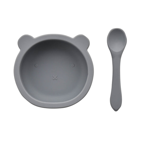 Bambino - Set de alimentación de silicona - Azul/Gris