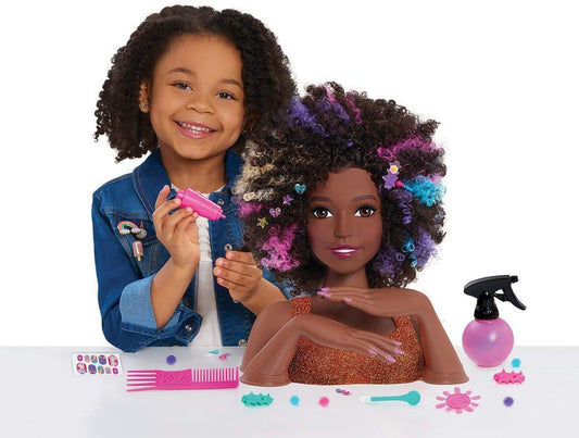 Barbie - Cabeça de estilo de cabelo afro Barbie Sparkle Deluxe Anne Claire Baby Store 