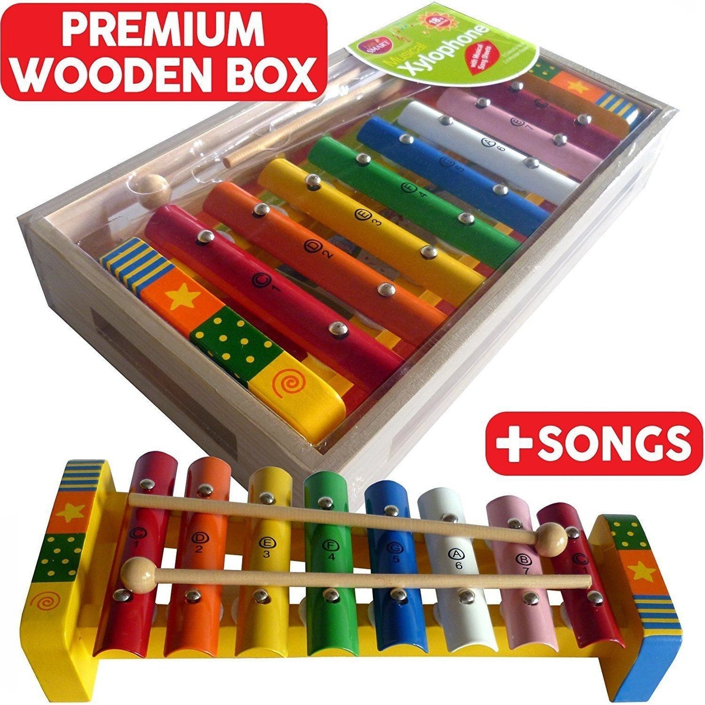 Bee Smart - Musical Xylophone with Music Sheet and 2 Beaters (de madeira) Anne Claire Baby Store 