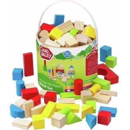 Chad Valley Wooden 80 Piece Block Set (de madeira) Anne Claire Baby Store 