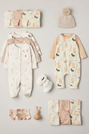 |BigGirl| Conjunto De 3 Conjuntos De Pijamas Bege Cream Bunny Baby (0 meses a 3 anos)