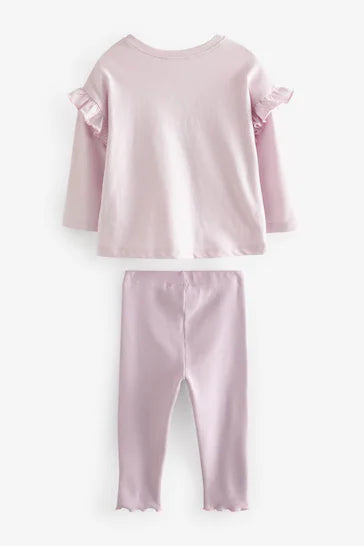|BabyGirl| Conjunto de leggings e camiseta de manga comprida Princess Crown rosa (3 meses a 7 anos)
