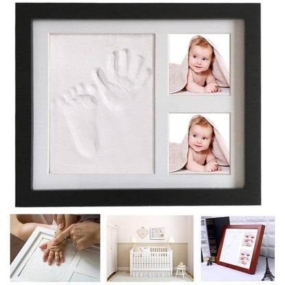 Dproptel - Baby Handprint and Footprint Real Wood Photo Frame Kit (col1) Anne Claire Baby Store Black 