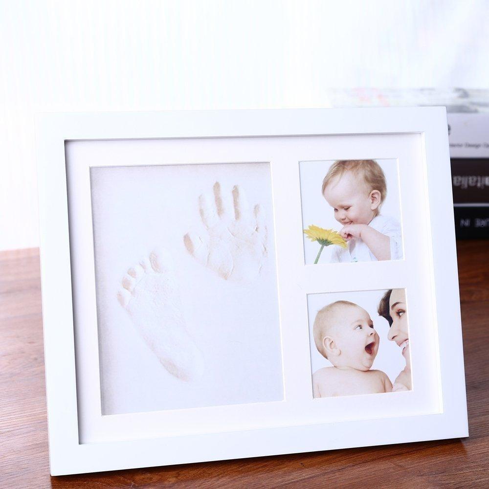Dproptel - Baby Handprint and Footprint Real Wood Photo Frame Kit (col1) Anne Claire Baby Store White 
