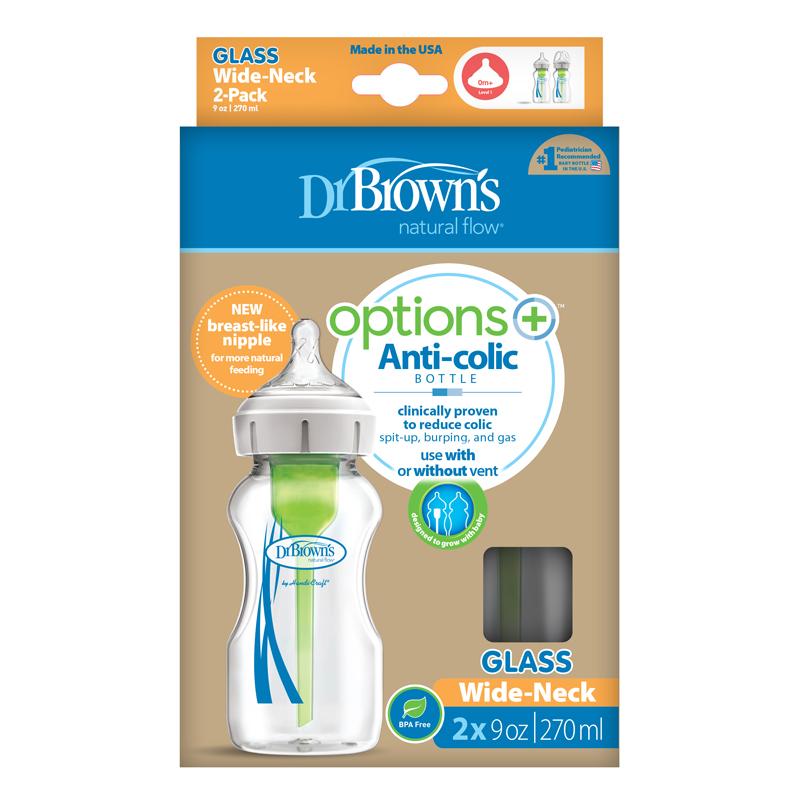 Dr Brown's Options Mamadeiras de vidro 270ml- kit com 2 Anne Claire Baby Store 