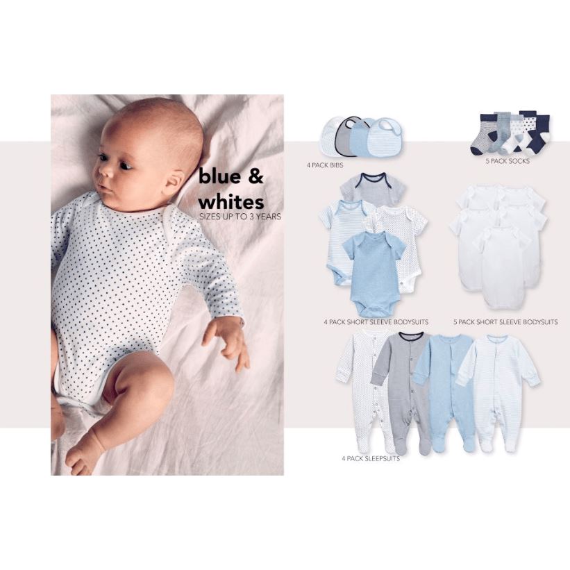 Enxoval - Meu Primeiro Guarda Roupa Bestseller Anne Claire Baby Store Blue Essencial 23 itens RN a 6 meses 