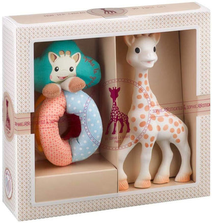Girafa Sophie - Conjunto sofisticado de mordedor - Conjunto de presente para dentição do bebê Anne Claire Baby Store Classic Creation Set 2 