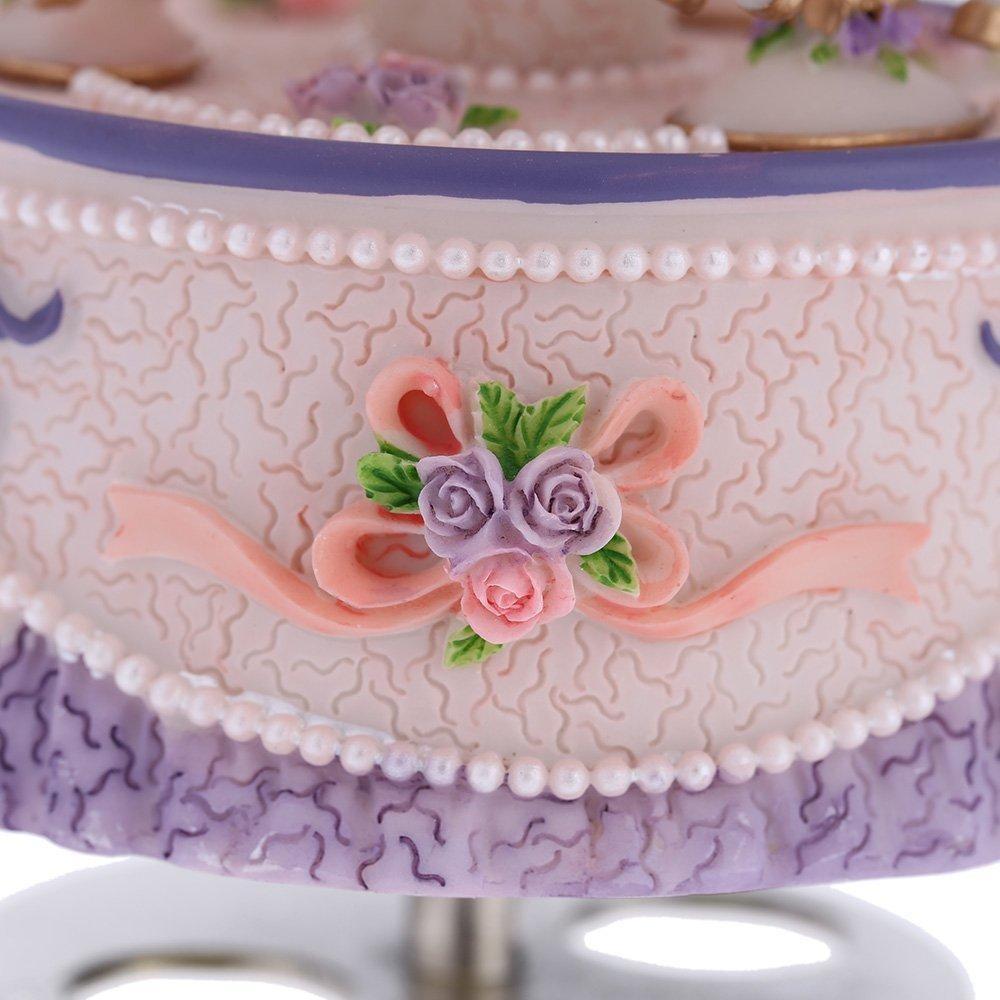 Laxury Windup 3-horse Carousel Music Box (col1) Anne Claire Baby Store Purple 