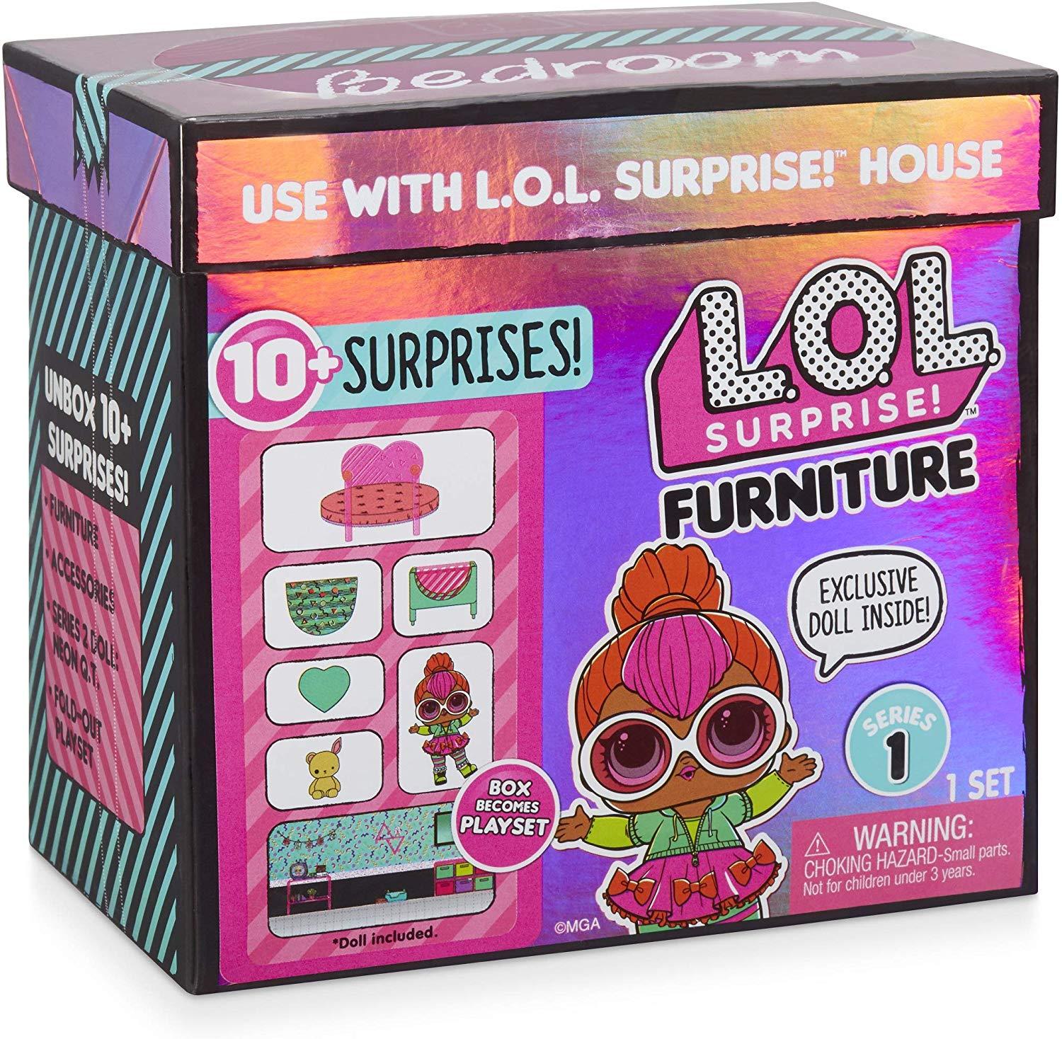 L.O.L Surprise! Furniture Bedroom with Neon 10+ Surprises, Multi Anne Claire Baby Store 