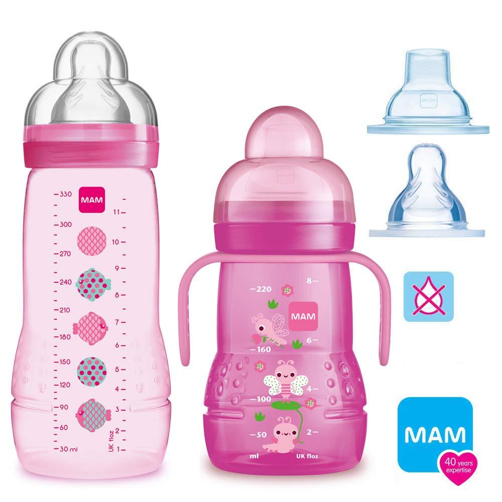 MAM Kit Inteligente : Mamadeira 330 ml + Copo de Treinamento 220ml - 4+meses Anne Claire Baby Store Rosa 