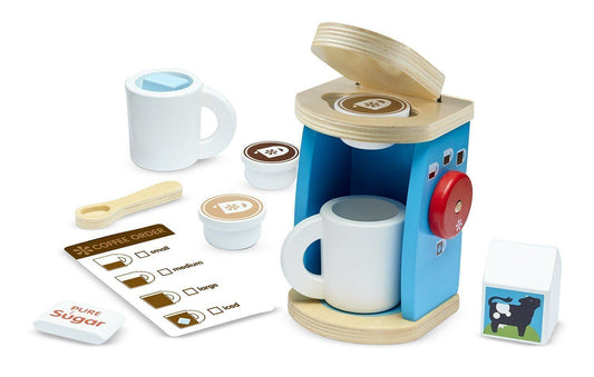 MELISSA AND DOUG - Brew and Serve Wooden Coffee Maker Set (de madeira) Anne Claire Baby Store 
