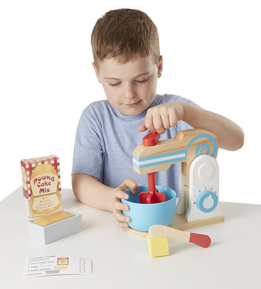 MELISSA AND DOUG - Wooden Make-a-Cake Mixer Set (de madeira) 11 peças Anne Claire Baby Store 