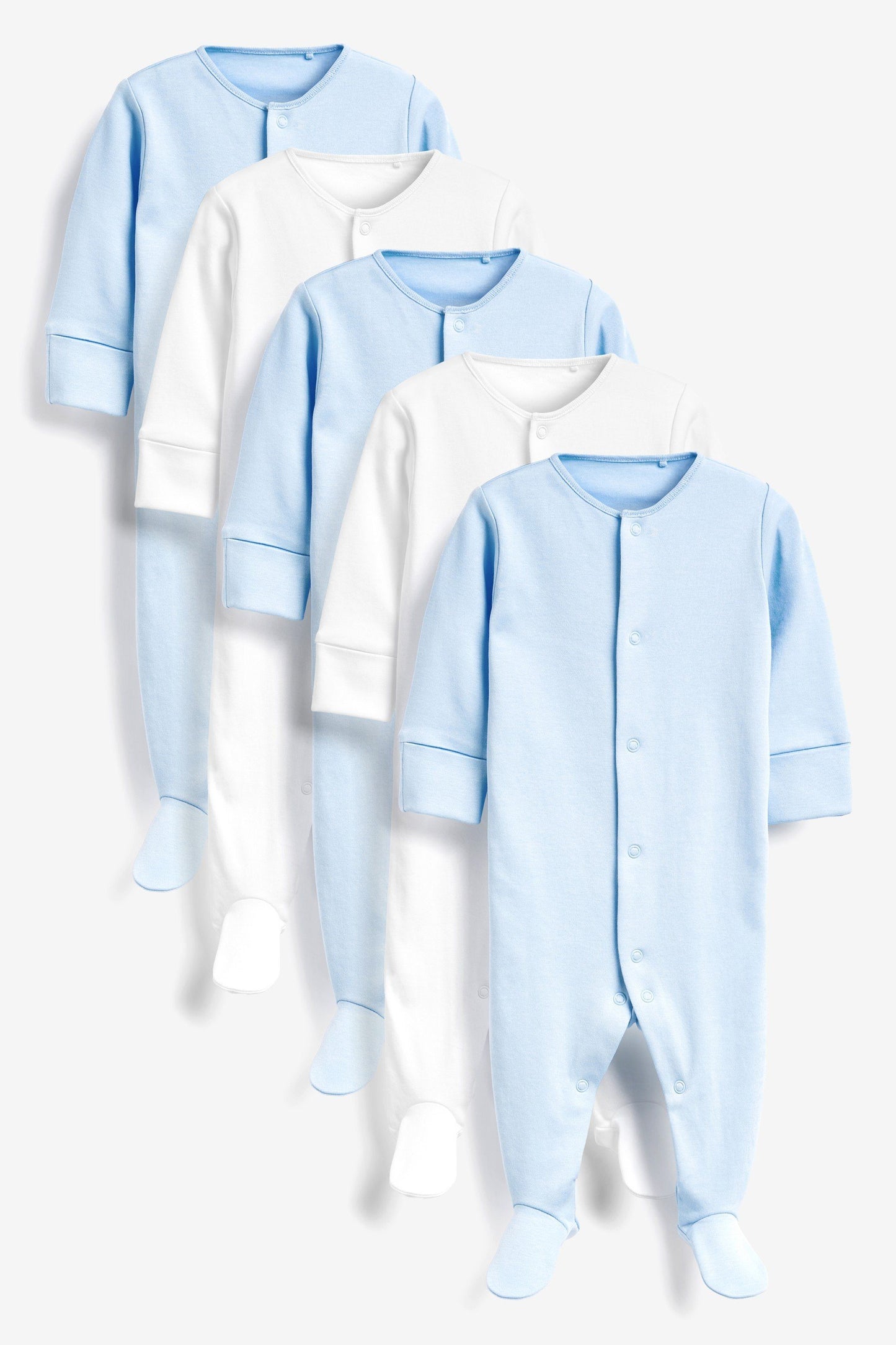 Meu Primeiro Guarda-Roupas - Macacões Azul/Branco - Kit com 5 ROUPA Anne Claire Baby Store Ltd. 