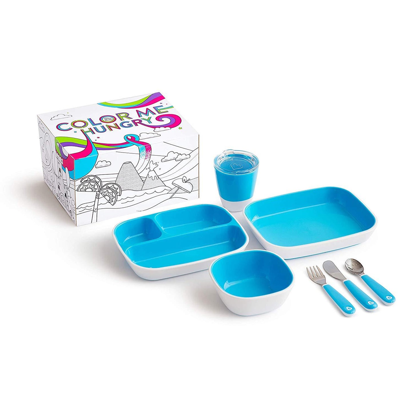 Munchkin Colour Me Hungry - Conjunto com 7 peças e caixa para colorir Anne Claire Baby Store Ltd. Azul 