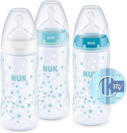 NUK First Choice+ Mamadeiras com Controle de Temperatura - 3x 300ml Anne Claire Baby Store Azul 