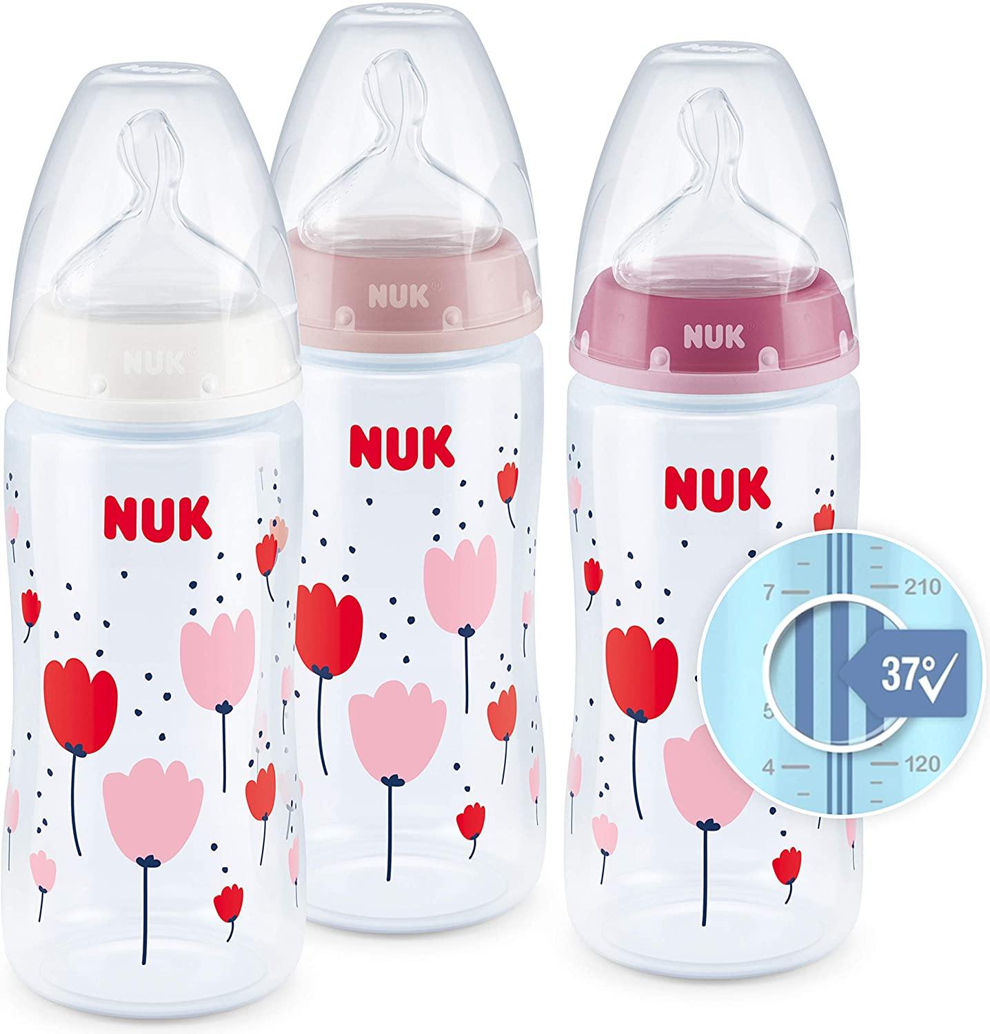 NUK First Choice+ Mamadeiras com Controle de Temperatura - 3x 300ml Anne Claire Baby Store Rosa 