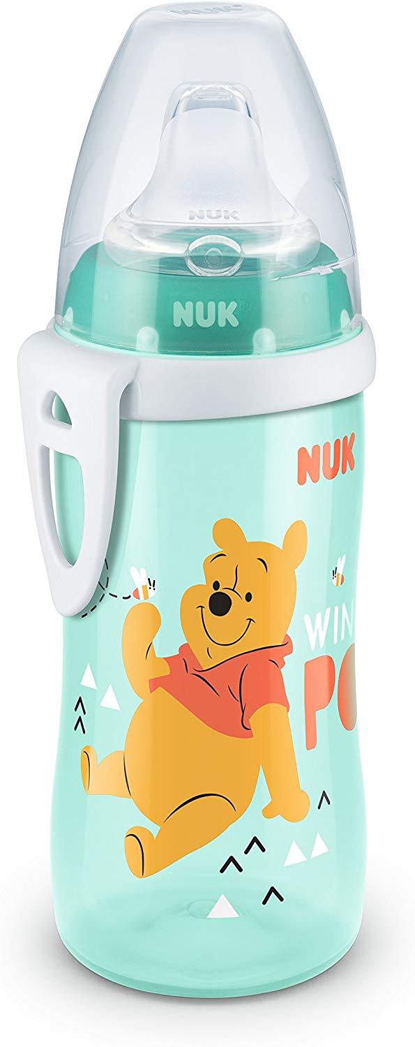 NUK Mamadeira Active Cup para criança com bico de silicone macio, 12+ meses, à prova de vazamentos. Anne Claire Baby Store Winnie the Pooh Verde 