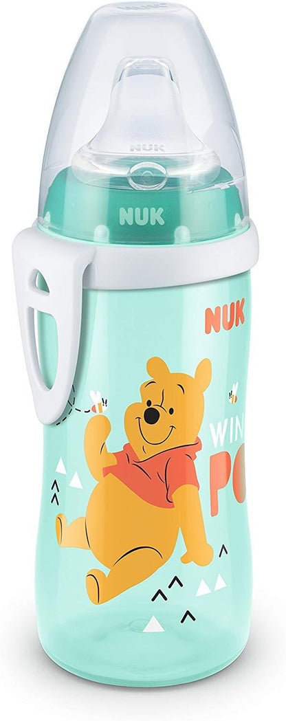 NUK Mamadeira Active Cup para criança com bico de silicone macio, 12+ meses, à prova de vazamentos. Anne Claire Baby Store Winnie the Pooh Verde 