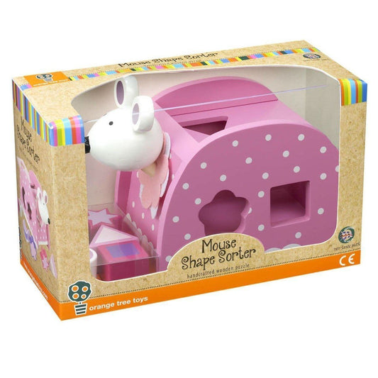 Orange Tree Toys Shape Sorter Pink Mouse (de madeira) Anne Claire Baby Store 