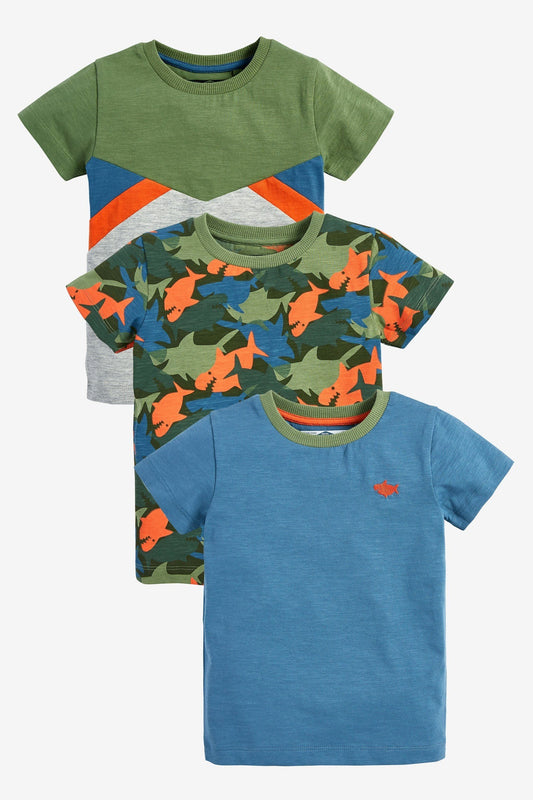 Playful - Camisetas com estampa de Tubarões - Kit com 3 ROUPA Meninos 