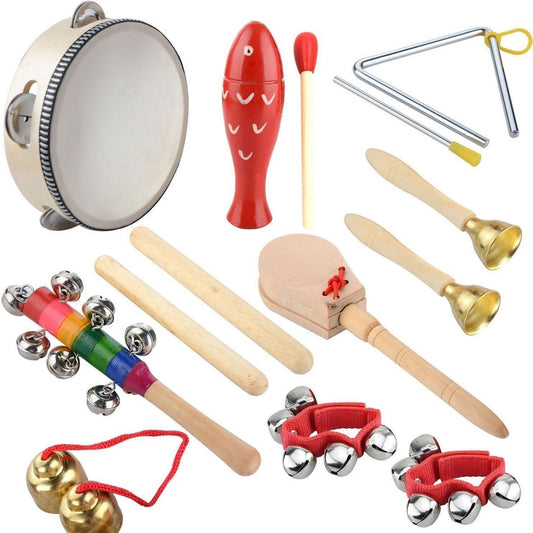 Rhythm & Music Education Toys Wooden Musical Instrument Set 14 PCS (de madeira) Anne Claire Baby Store 