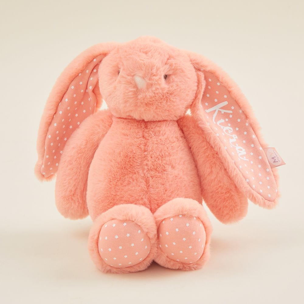 Coelhinho de pelúcia coral personalizado