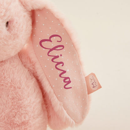 Brinquedo macio de coelhinho rosa personalizado