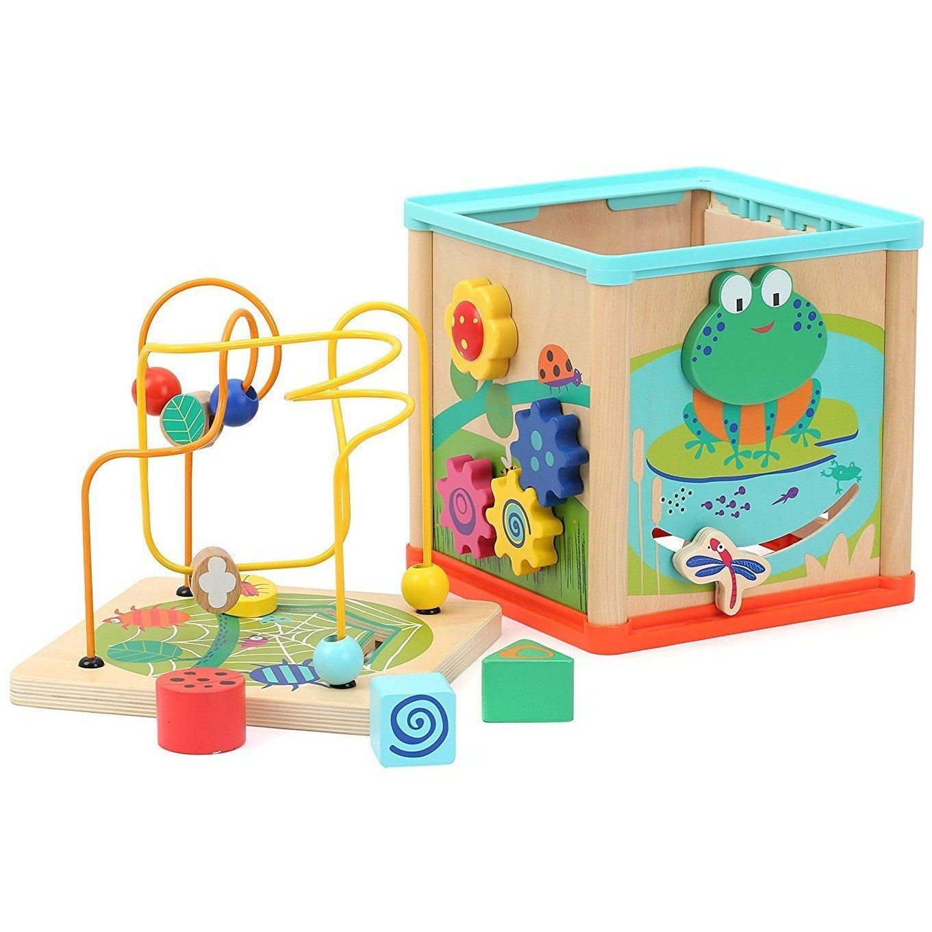 Small Foot Activity Cube with Multifunctional Playing Fun on Five Sides (de madeira) Anne Claire Baby Store 
