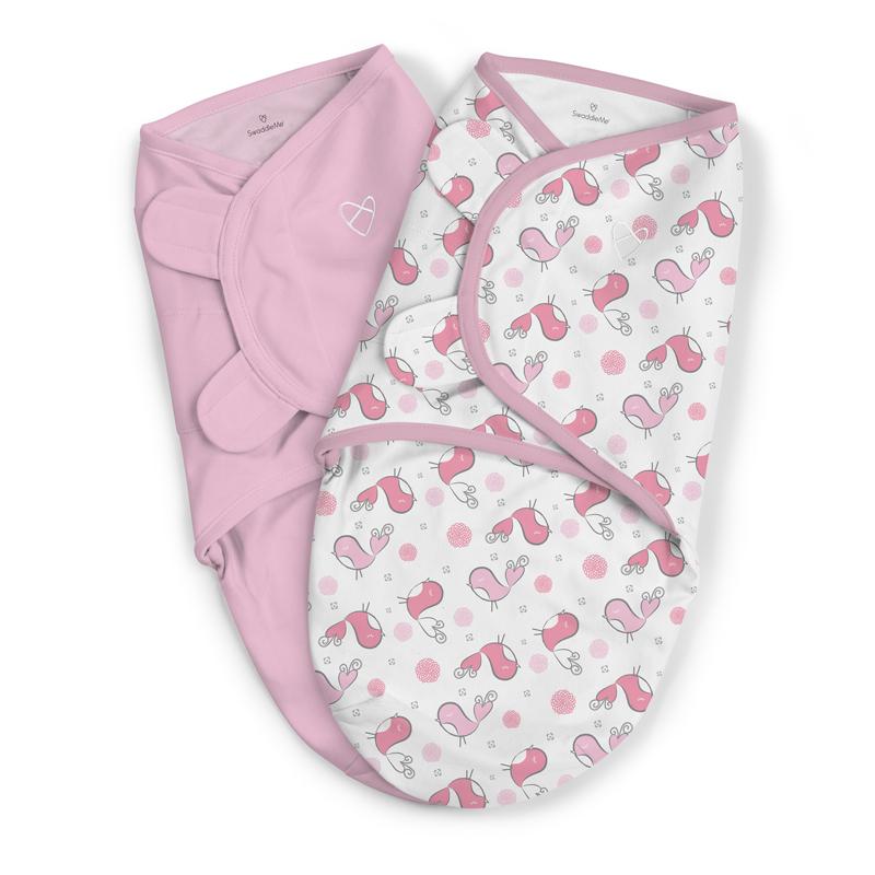 Summer Infant Original - Manta Calmante - Kit com 2 Anne Claire Baby Store Pássaros e Rosa 0 a 3 meses ( 3.2 a 6.4 kg) 