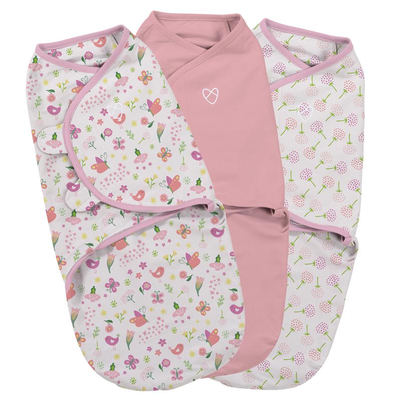 Summer Infant SwaddleMe Original - Manta Calmante - Kit com 3 ROUPA Anne Claire Baby Store Jardim Secreto Rosa Pequeno 