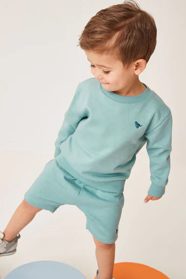 |Boy|  Conjunto De Moletom E Shorts Azul-Petróleo- Teal (3 meses a 7 anos)