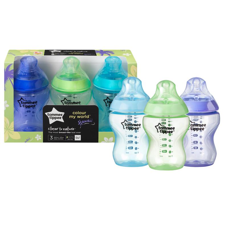 Tommee Tippee Closer to Nature Colour My World Mamadeiras Boys 260ml - Kit com 3 Anne Claire Baby Store 