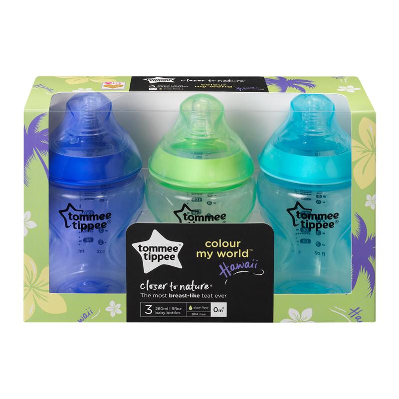 Tommee Tippee Closer to Nature Colour My World Mamadeiras Boys 260ml - Kit com 3 Anne Claire Baby Store 