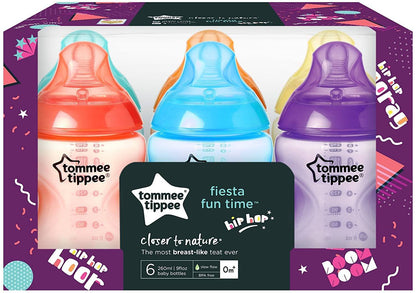Tommee Tippee Closer to Nature - Conjunto de 6 mamadeiras coloridas 260 ml Anne Claire Baby Store 
