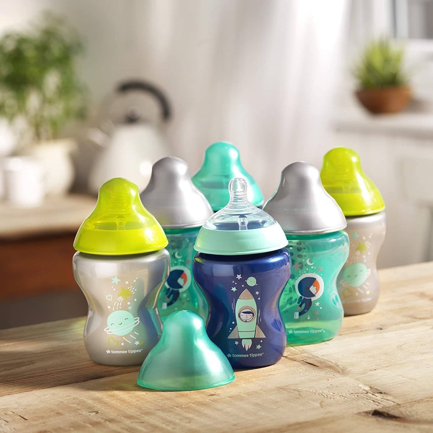 Tommee Tippee Closer to Nature - Kit com 6 mamadeiras decoradas azul 260 ml Anne Claire Baby Store 